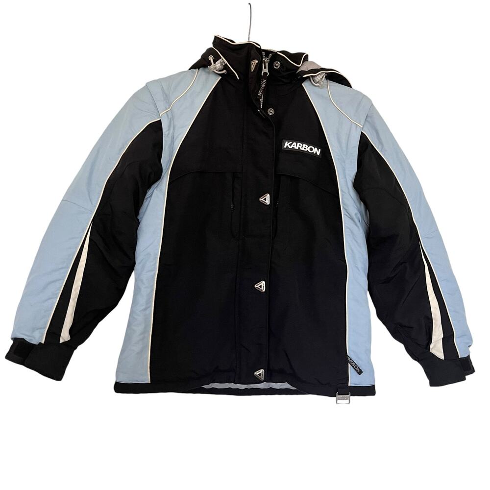 Karbon Girl’s Black Blue Insulated Winter Snow Ski Jacket Size 10